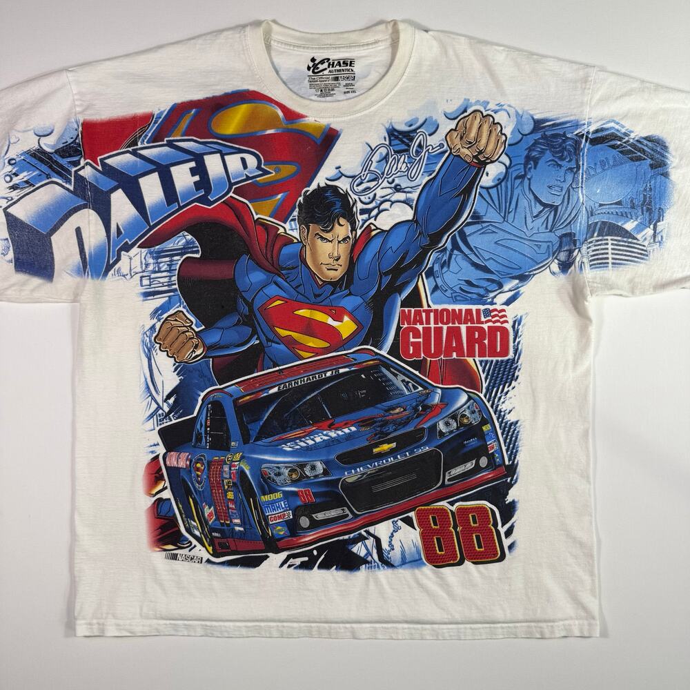 Dale Jr Superman NASCAR T Shirt Chase Authentics 2XL National Guard 88